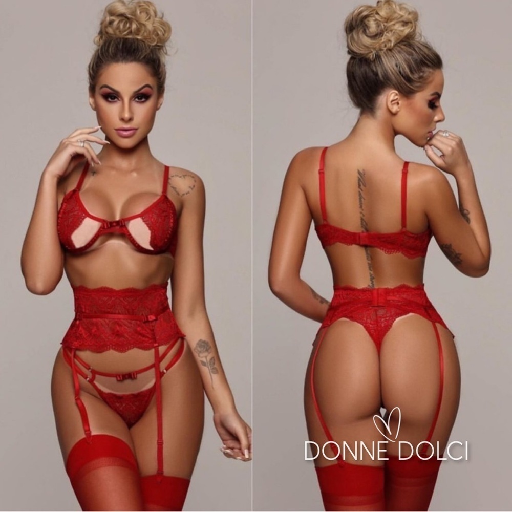 Love Me Like You Do Lingerie  Set with garter belt & tight high stockings